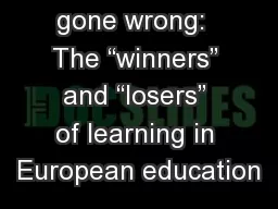 Meritocracy gone wrong:  The “winners” and “losers” of learning in European education