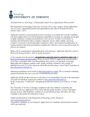 Assistant Professor Sociology Contractually Limited Te