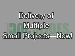 Delivery of Multiple Small Projects—Now!