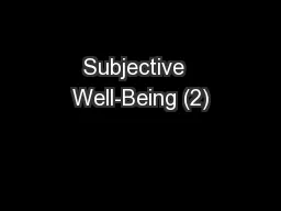 Subjective  Well-Being (2)