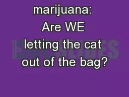 marijuana: Are WE letting the cat out of the bag?