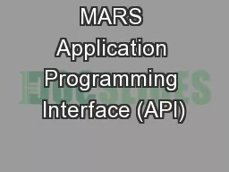MARS Application Programming Interface (API)