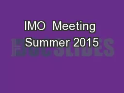 IMO  Meeting Summer 2015