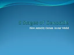 8 Stages of Genocide How Atrocity Occurs in our World