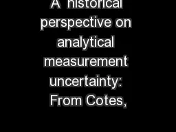 A  historical perspective on analytical measurement uncertainty: From Cotes,
