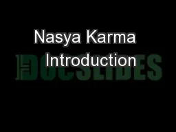 Nasya Karma  Introduction