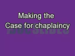 Making the Case for chaplaincy