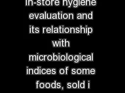In-store hygiene evaluation and its relationship with microbiological indices of some foods, sold i