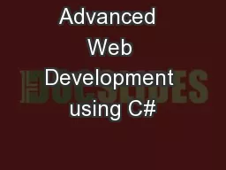 Advanced  Web Development using C#