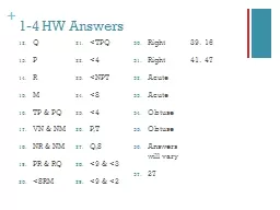 1-4 HW Answers Q P R M TP & PQ