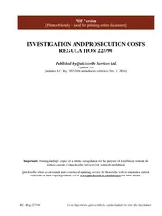 Investigation and prosecution costs regulation 227/99