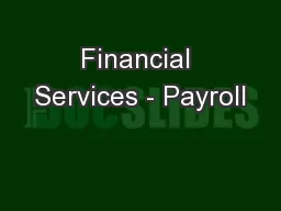 Financial Services - Payroll