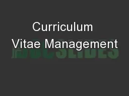 Curriculum Vitae Management