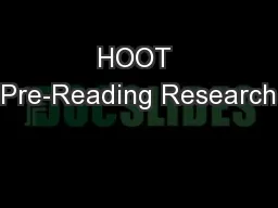 HOOT Pre-Reading Research