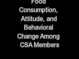 Food Consumption, Attitude, and Behavioral Change Among CSA Members