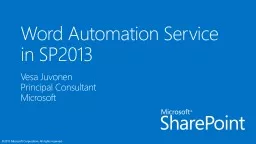 Word Automation  Service in SP2013