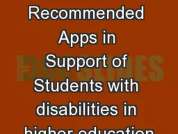 Recommended Apps in Support of Students with disabilities in higher education