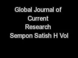 Global Journal of Current Research Sempon Satish H Vol