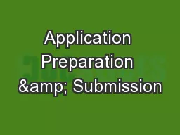 Application Preparation & Submission