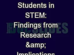 Trajectories of Underrepresented Students in STEM: Findings from Research & Implications