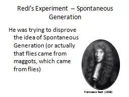 Redi’s  Experiment – Spontaneous Generation