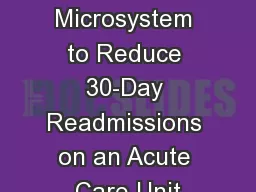 Engaging a Microsystem to Reduce 30-Day Readmissions on an Acute Care Unit