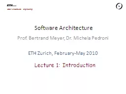 Software Architecture Prof. Bertrand
