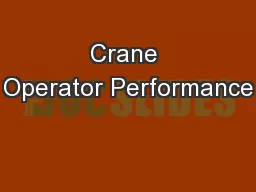 Crane Operator Performance