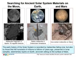 Searching for Ancient Solar System Materials