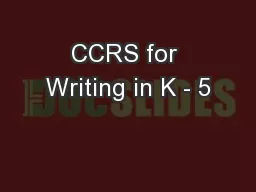 CCRS for Writing in K - 5