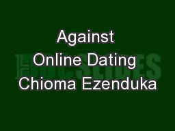Against Online Dating Chioma Ezenduka