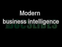 Modern business intelligence