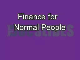 Finance for  Normal People