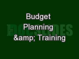 Budget Planning & Training