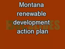 Montana renewable development action plan