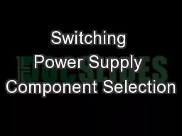 Switching Power Supply Component Selection
