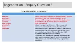 Regeneration - Enquiry Question 3