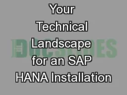 Preparing Your Technical Landscape for an SAP HANA Installation