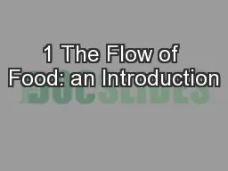 1 The Flow of Food: an Introduction