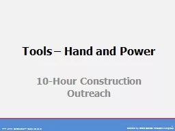 Tools – Hand and Power