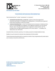 International Law Fact Sheet Conventional and Customar