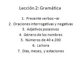 Lección  2:  Gramática
