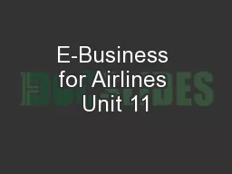 E-Business for Airlines Unit 11