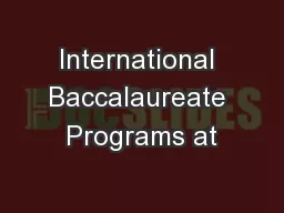 International Baccalaureate Programs at