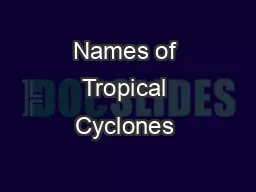 Names of Tropical Cyclones 