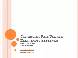 Copyright, Fair Use and Electronic reserves