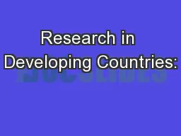 Research in Developing Countries: