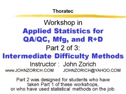 Thoratec Workshop in   Applied Statistics for
