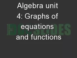 Algebra unit 4: Graphs of equations and functions