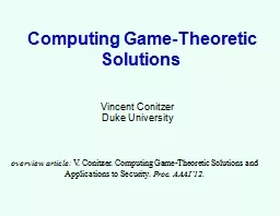 Computing Game-Theoretic Solutions